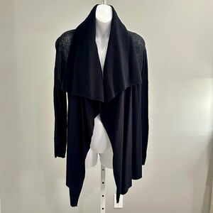 THEORY Incredible Mixed Media Linen Blend Drape Cardigan Sz M $395